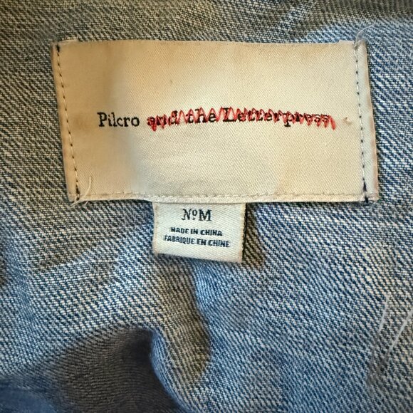 Pilcro Women's Medium Olive Green and Light Wash Blue Denim Jacket - Picture 5 of 5